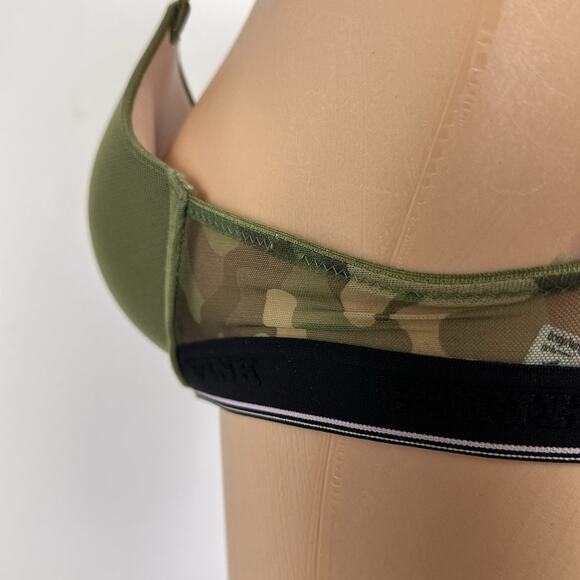 Pink Victoria's Secret Wear Everywhere Push Up Bra Size 32C Bombshell Camo Green - Picture 4 of 8
